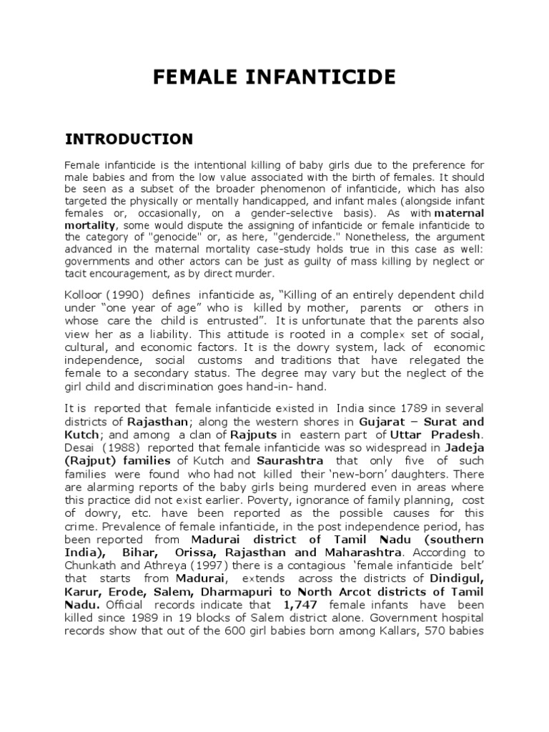 Female Infanticide | PDF | Abortion | Woman