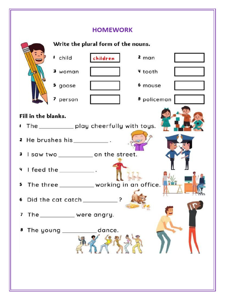 HOMEWORK Plural Nouns 8vo PDF