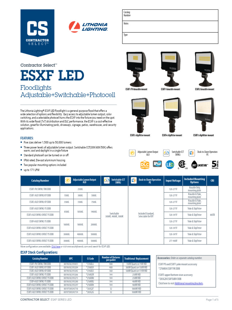 Contractor Select Esxf Led | PDF | Lighting | Length