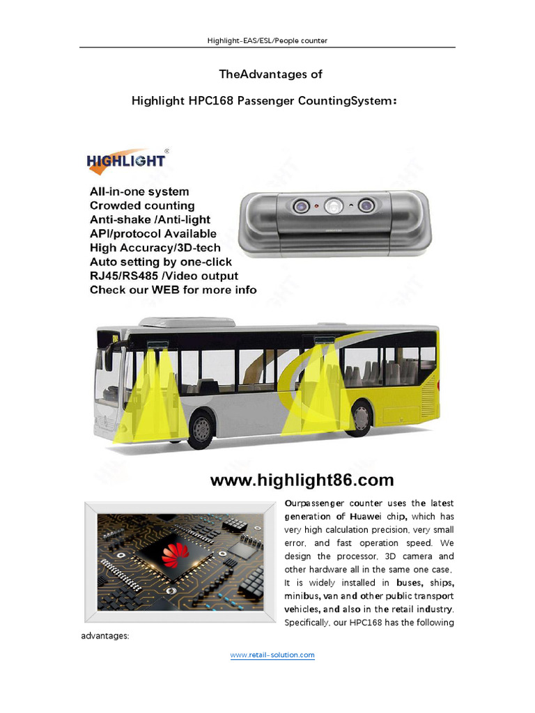 Advantage of Highlight HPC168 Passenger Counter | PDF | Cargo | Bus