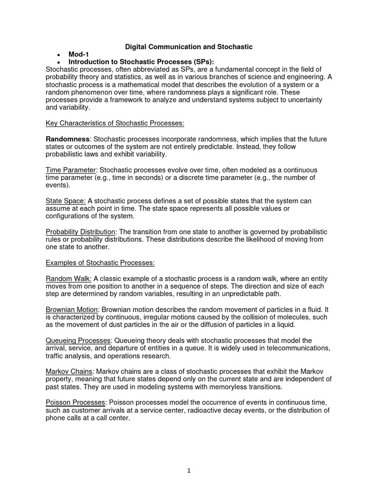 Digital communication and stochastic sem 5 pdf stochastic process