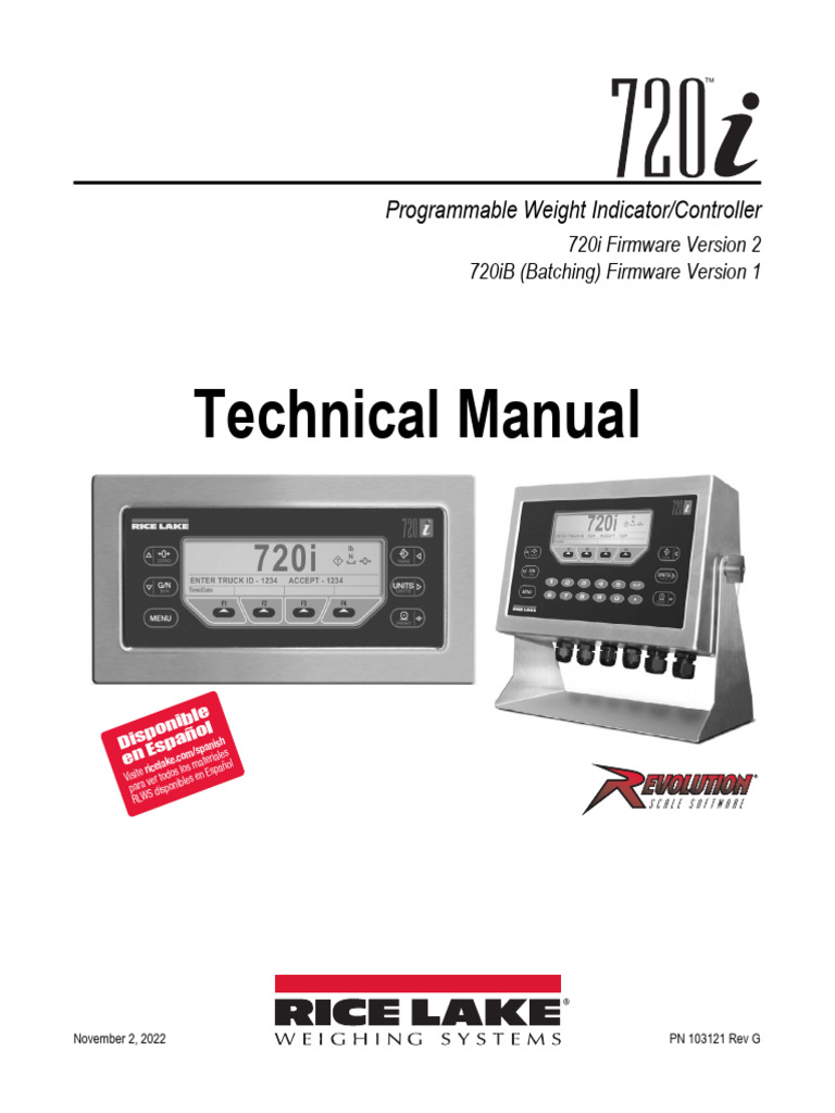 Tecnical Manual 720i Rice Lake PDF Menu Weight