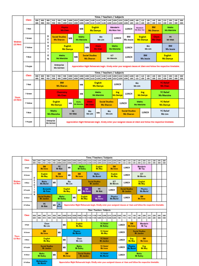 Class Schedule and Timetable Overview | PDF | Science | Observation