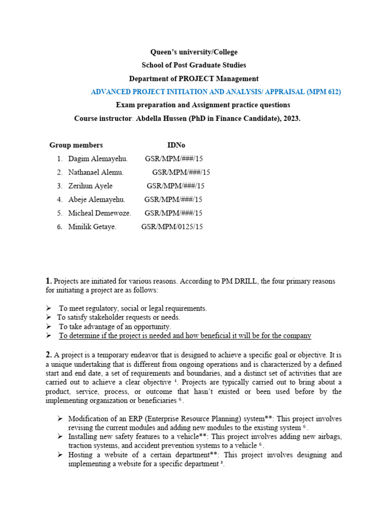 Advanced Project Management Prep | PDF | Net Present Value | Internal ...