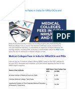 Medical Colleges Fees in India For NRIs OCIs and PIOs