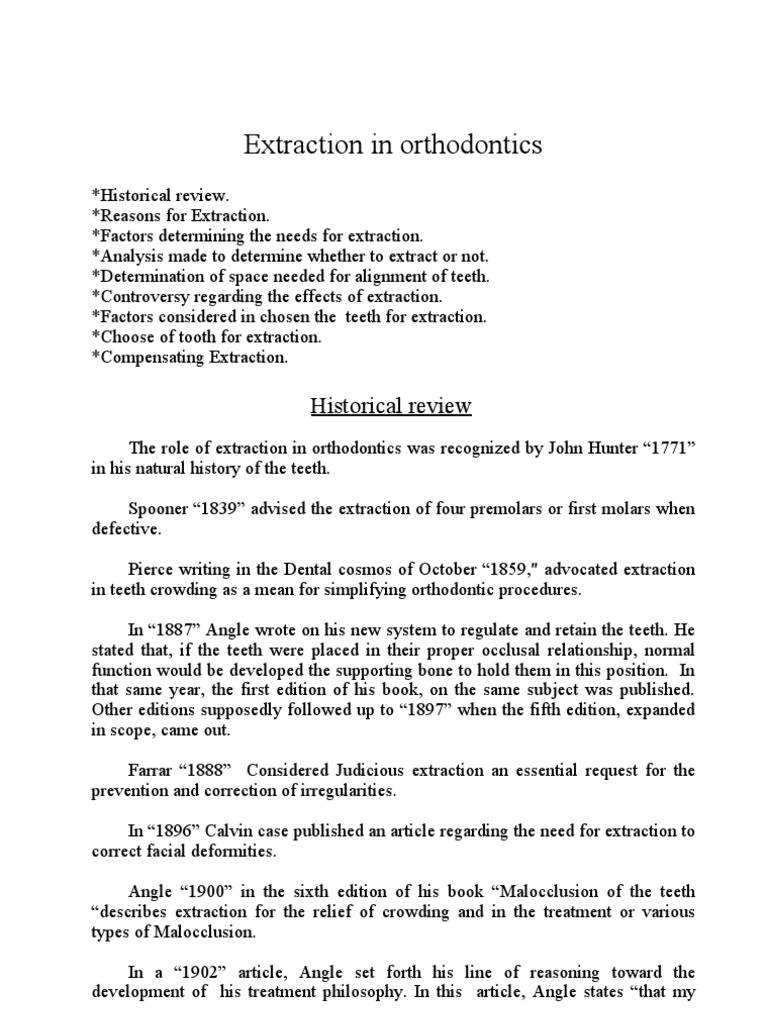 Extraction in Orthodontics | PDF
