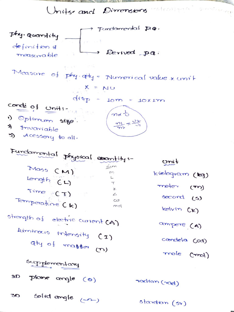 Units And Dimensions Pdf Physical Quantities International System