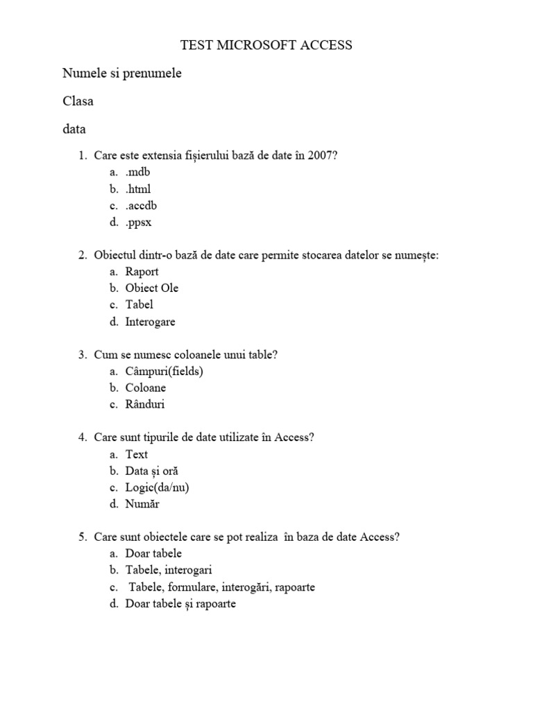 Test Microsoft Access | PDF