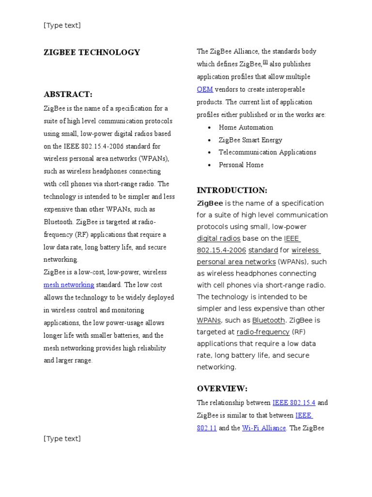 ZigBee Technology Overview and Specs | PDF | Network Topology ...