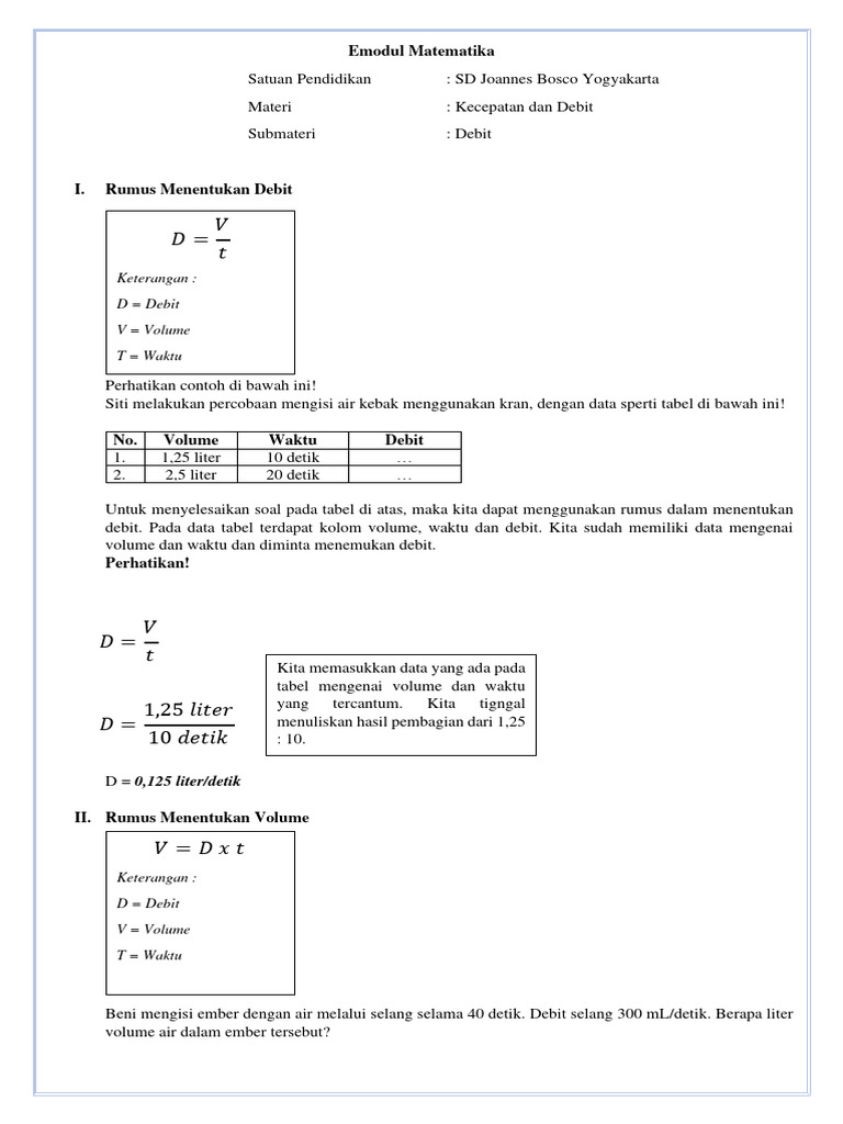 Menghitung Debit dan Volume Air | PDF