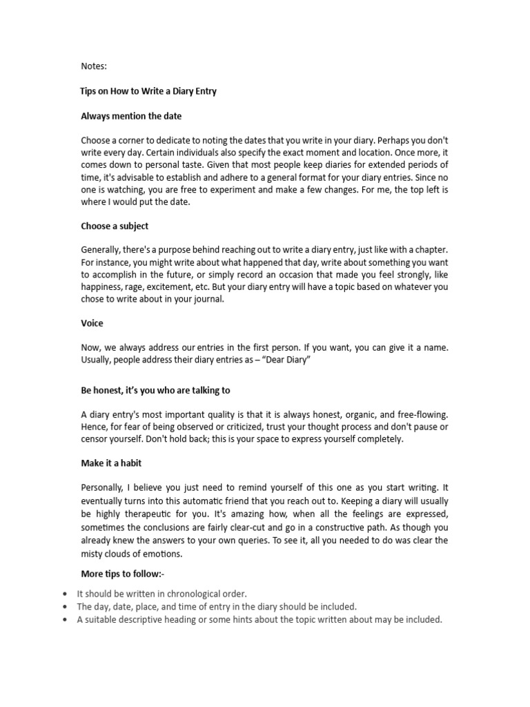 Diary Entry PDF Diary Psychology