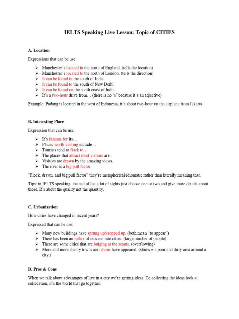 Ielts Speaking Live Lesson Pdf