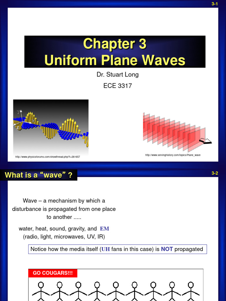 Uniform Plane Waves PDF Wavelength Waves