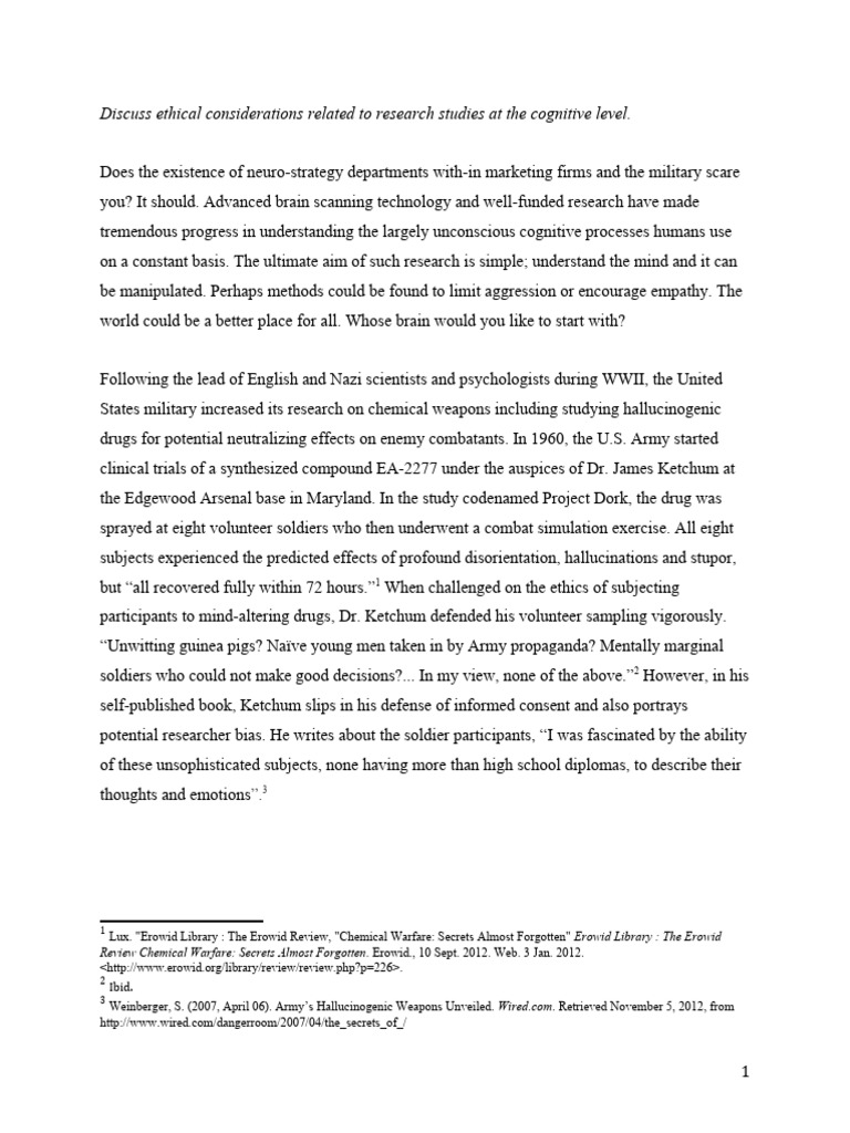 Discuss Ethical Considerations Related To Research Studies at The