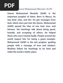 Essay On Hazrat Muhammad Mustafa