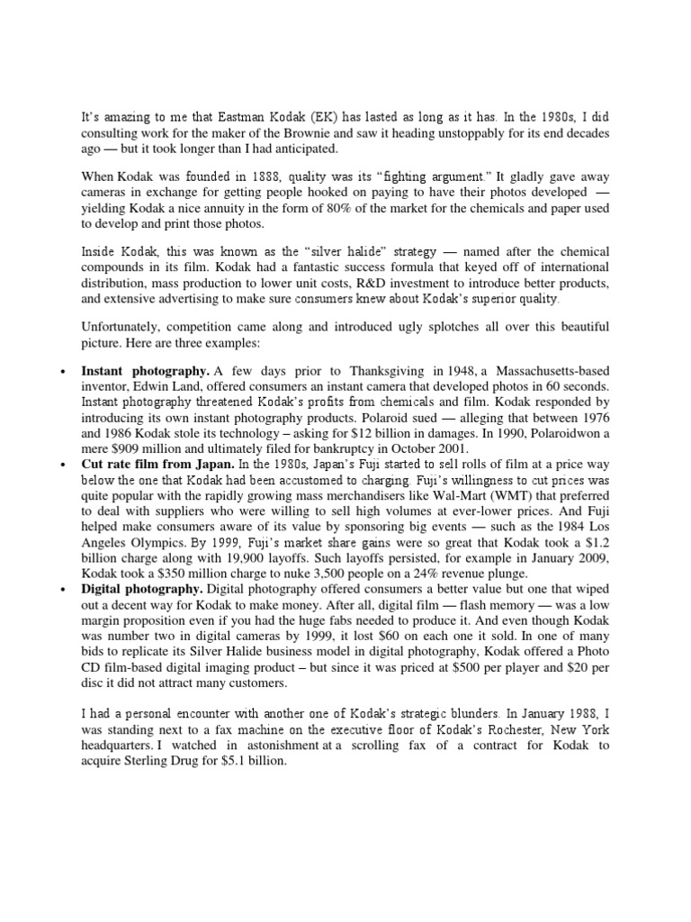 Kodak Case Study PDF Fujifilm Digital Photography