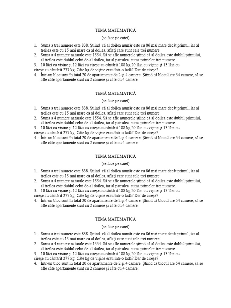 Temă Matematică | PDF