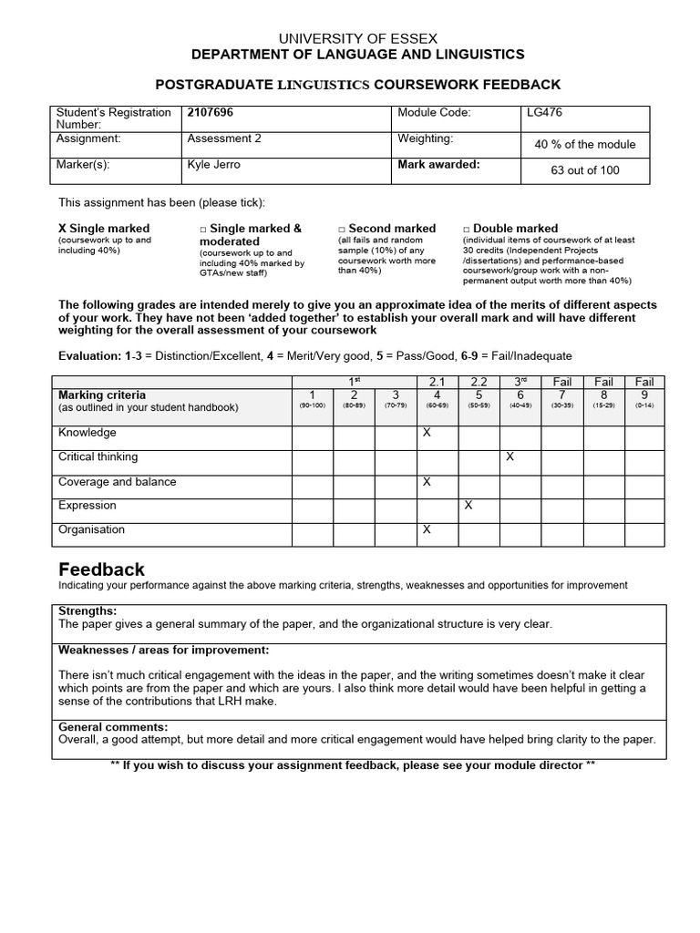 Feedbacksheet 2 | PDF | Human Communication | Cognitive Science