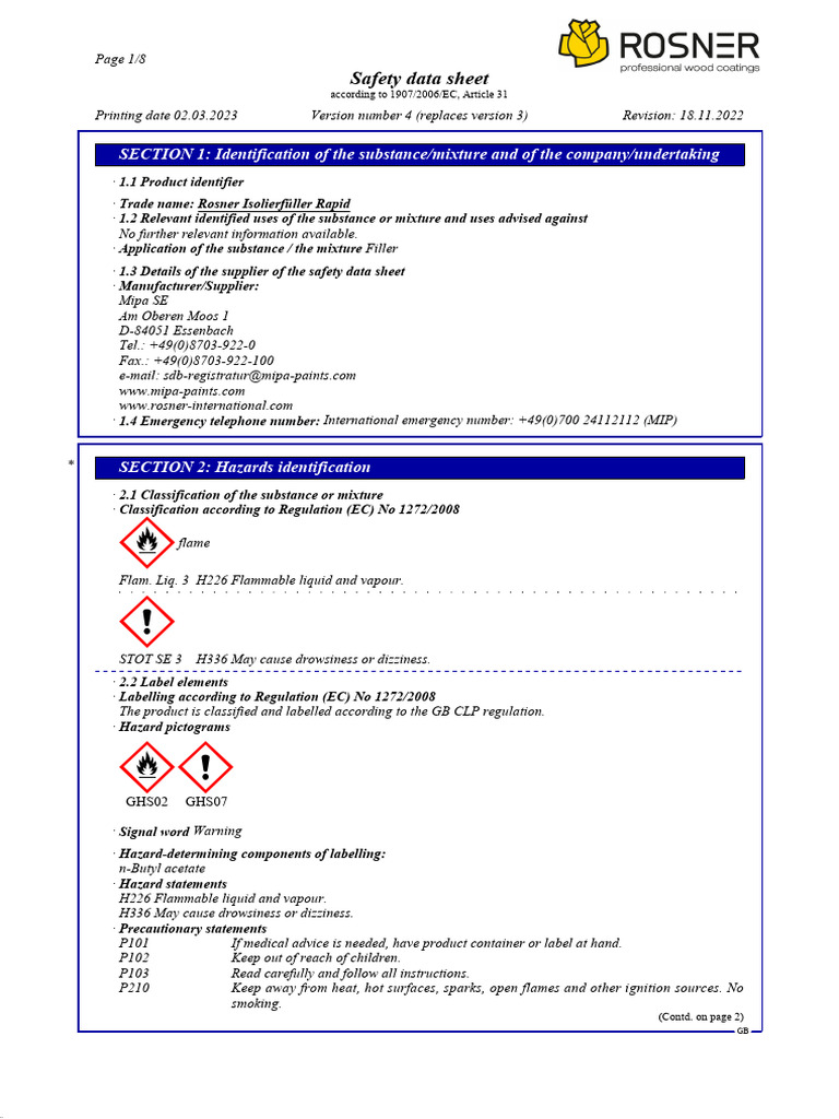 Rosner Isolierfueller Rapid GB | PDF | Safety | Occupational Safety And ...