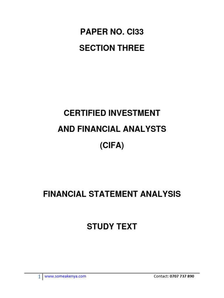 Financial Statement Analysis Sample Problems