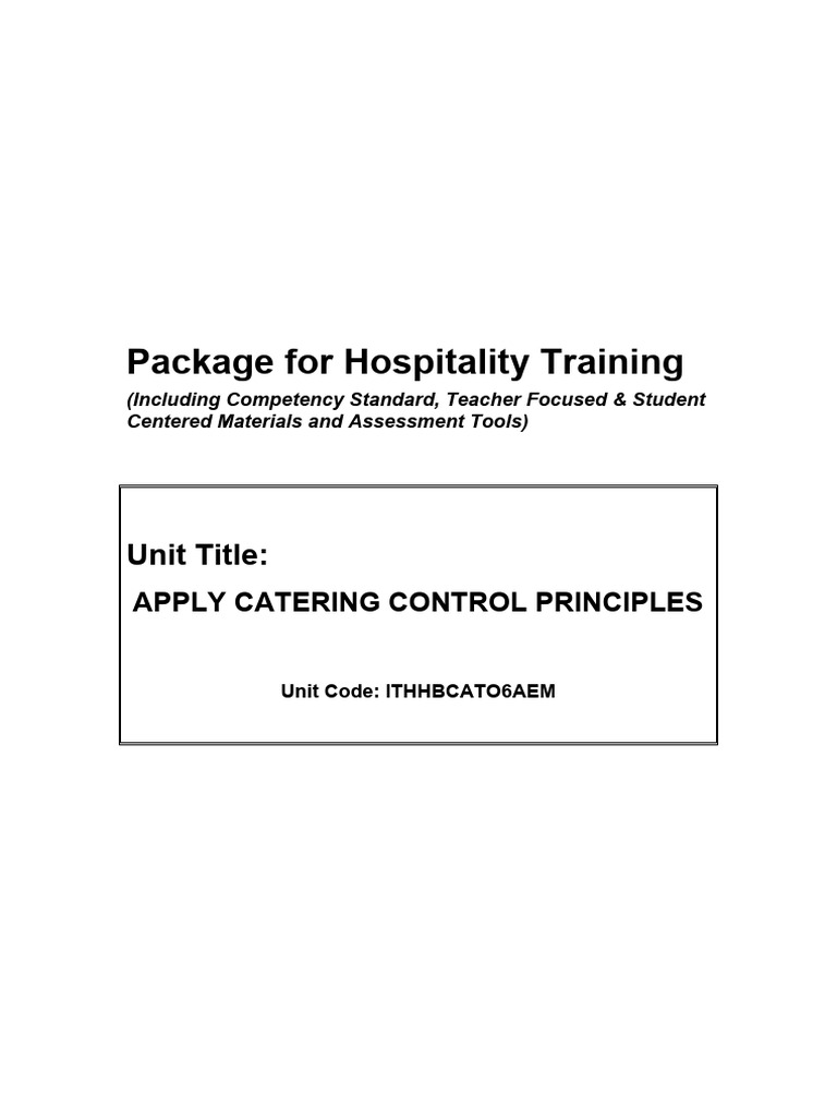 Catering Control Principles Guide | PDF | Competence (Human Resources ...