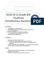 Quadratic SImultaneous Equations