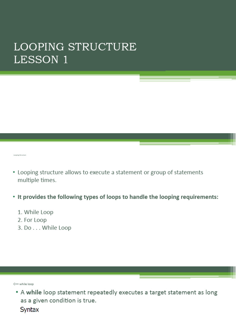 Lesson 4 - Looping Structure | PDF | Control Flow | Software Engineering