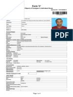 Form C Arrival Report of Foreigner in in