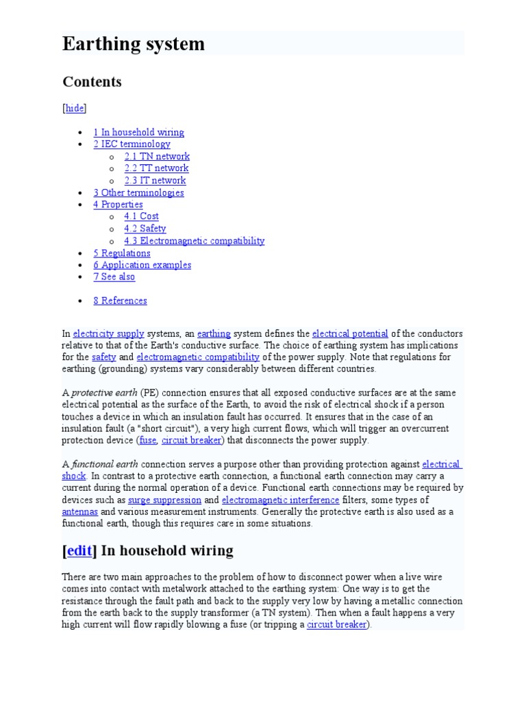 Earthing System GUIDANCE | PDF | Electrical Wiring | Power Engineering