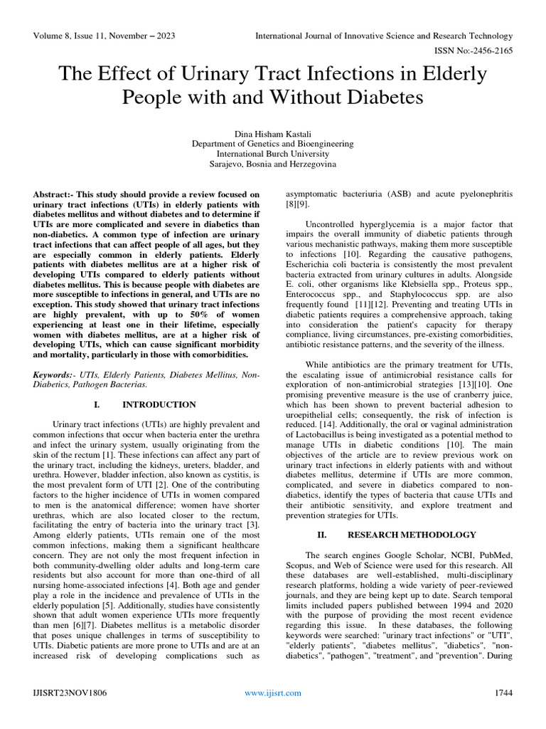 The Effect of Urinary Tract Infections in Elderly People With and