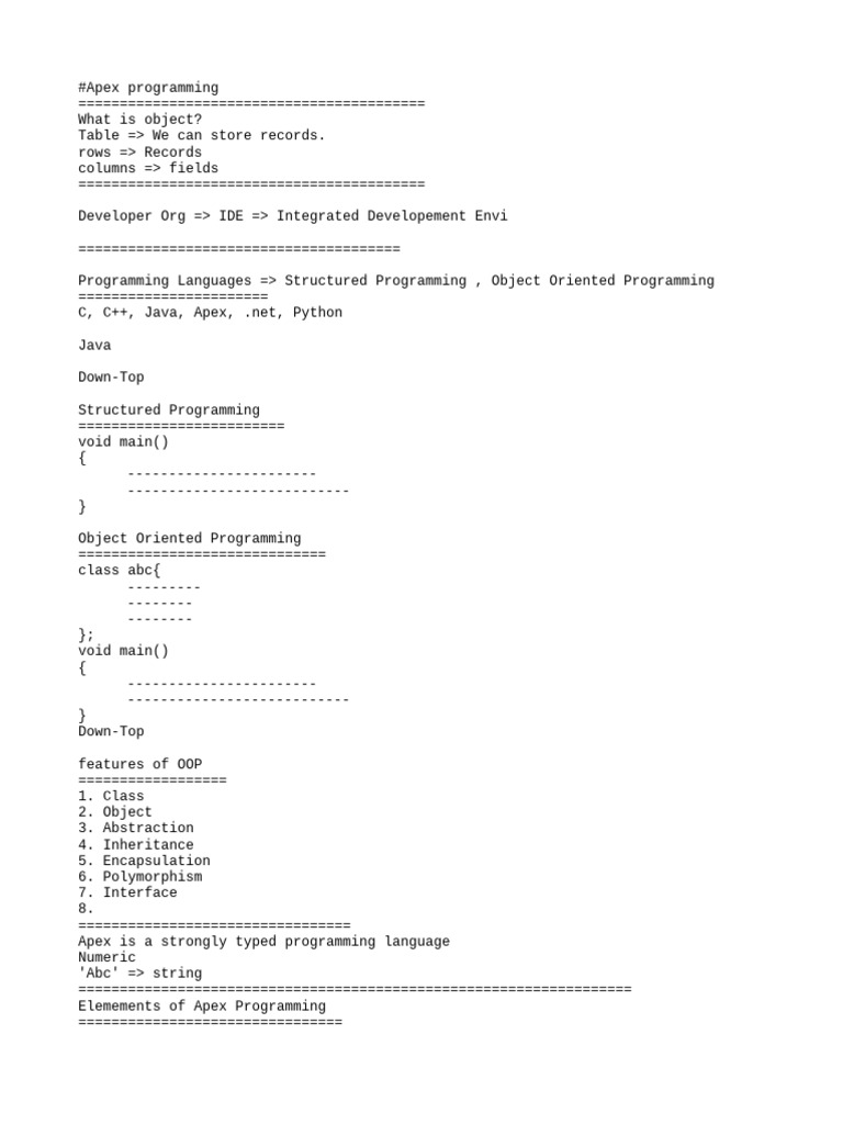 Apex Class Notes | PDF | Programming | Constructor (Object Oriented ...