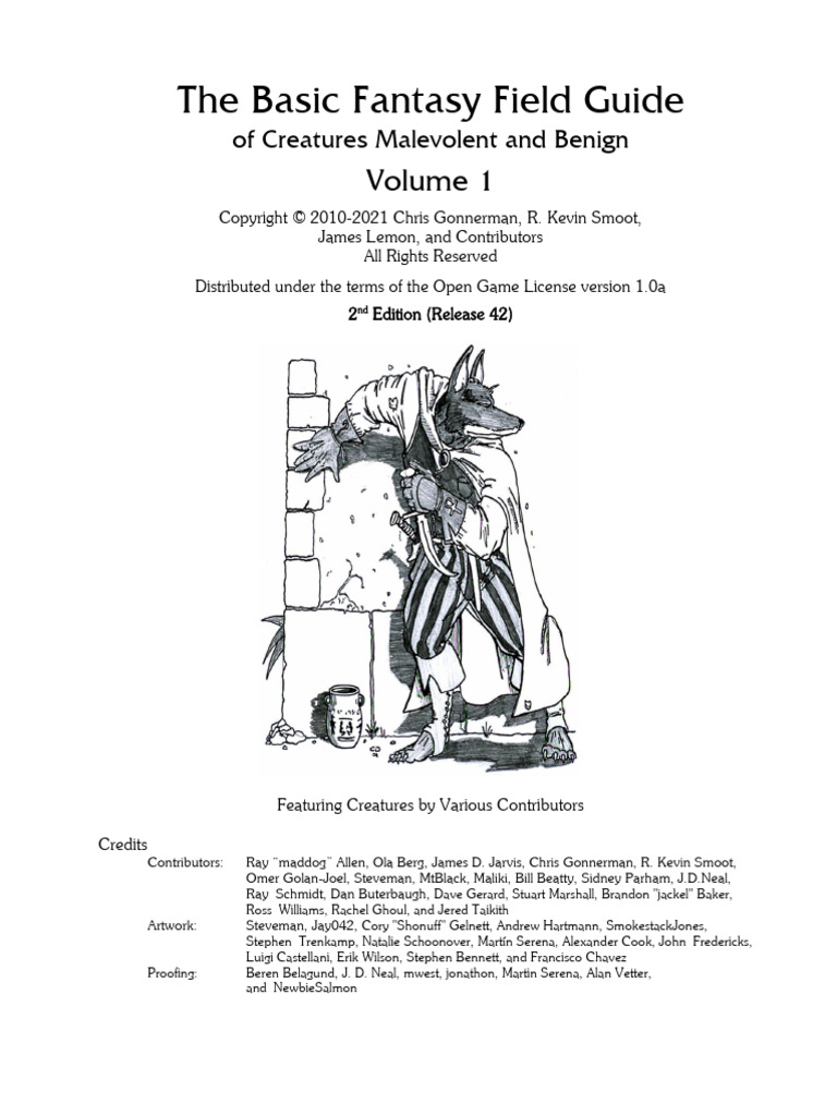 The Basic Fantasy Field Guide Volume 1 | PDF | Chimpanzee | Monsters