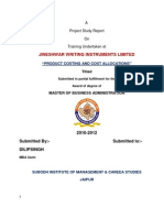 Jineshwar Writing Instruments Limited: A Project Study Report On Training Undertaken at