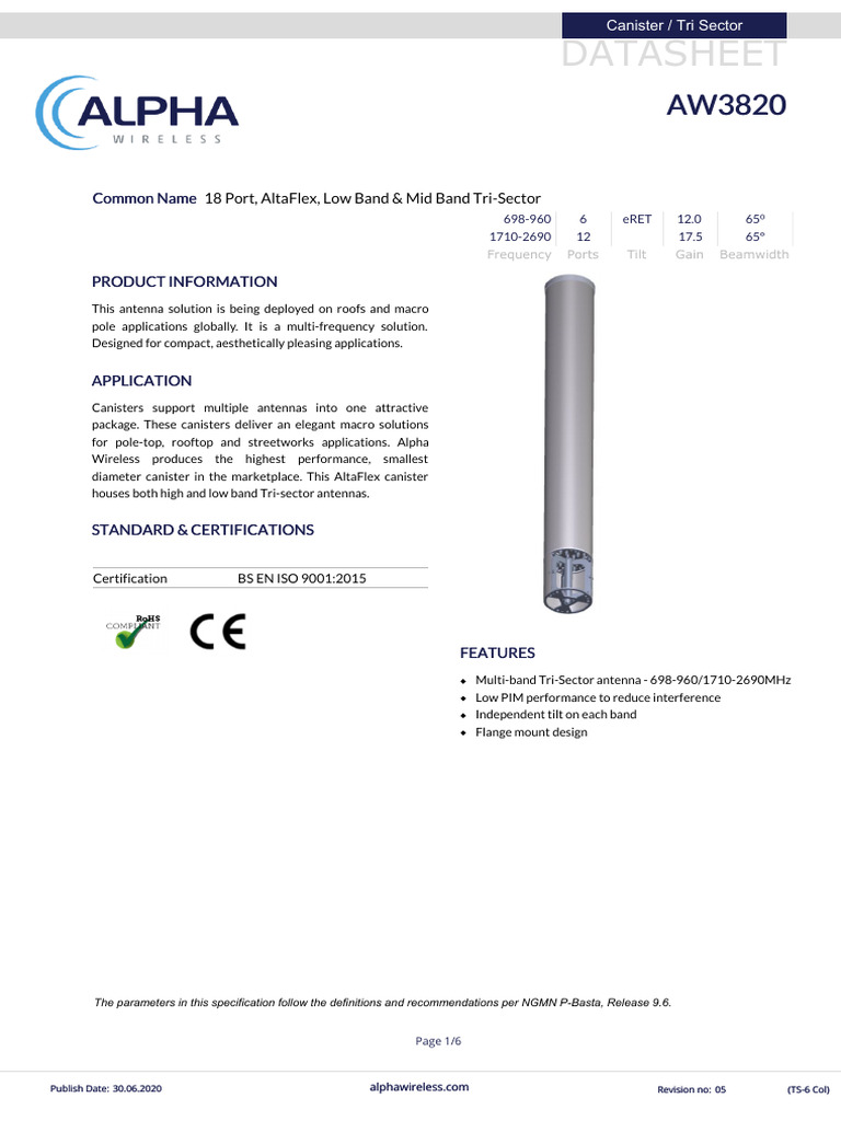 AW3820 | PDF | Antenna (Radio) | Telecommunications