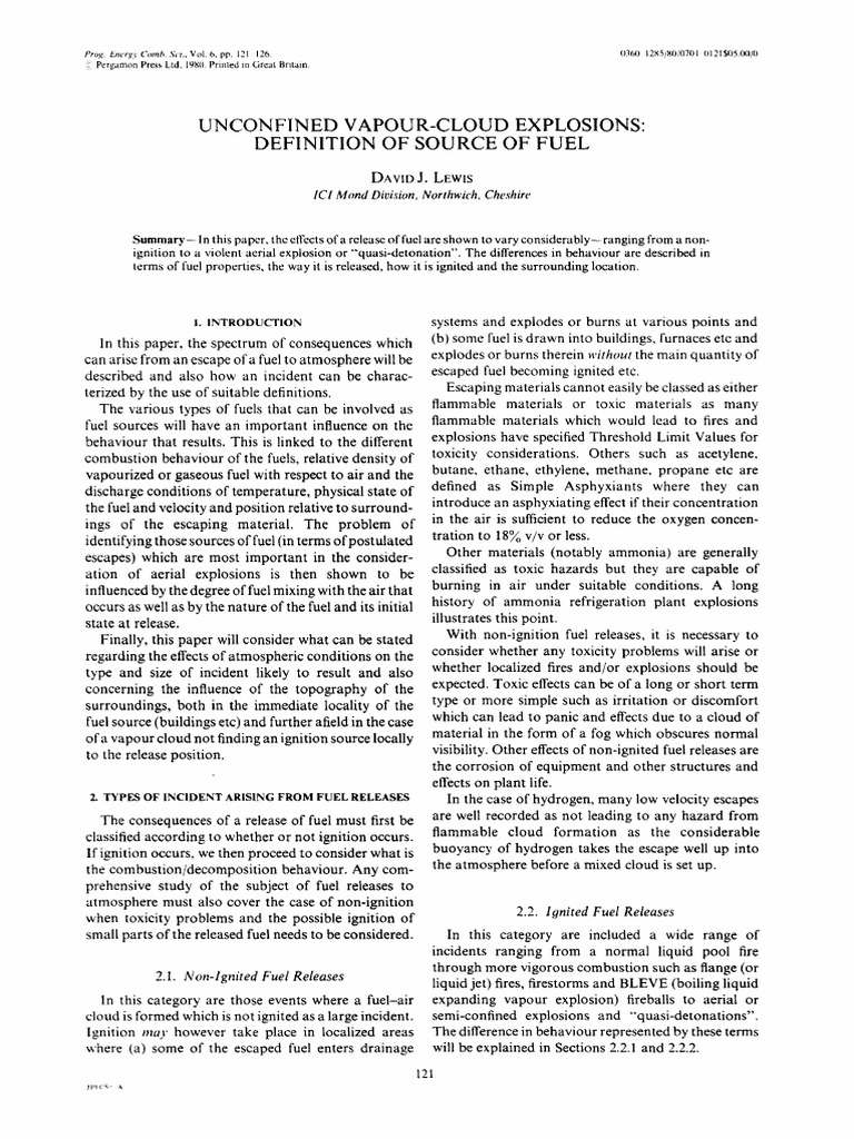 1-Unconfined Vapour-Cloud Explosion. Definition of Source of Fuel | PDF ...