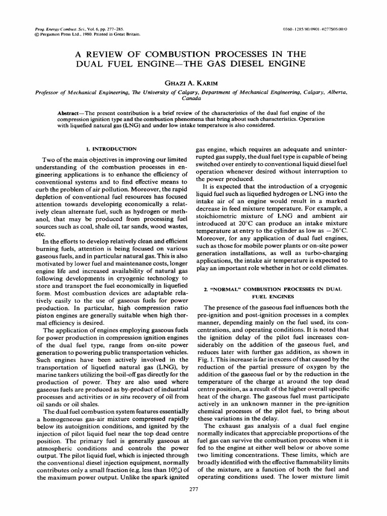 Dual Fuel Engine Combustion Review | PDF | Combustion | Fuels