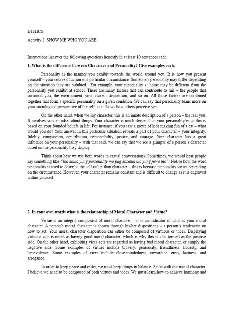 What Is The Difference Between Character and Personality? | PDF ...