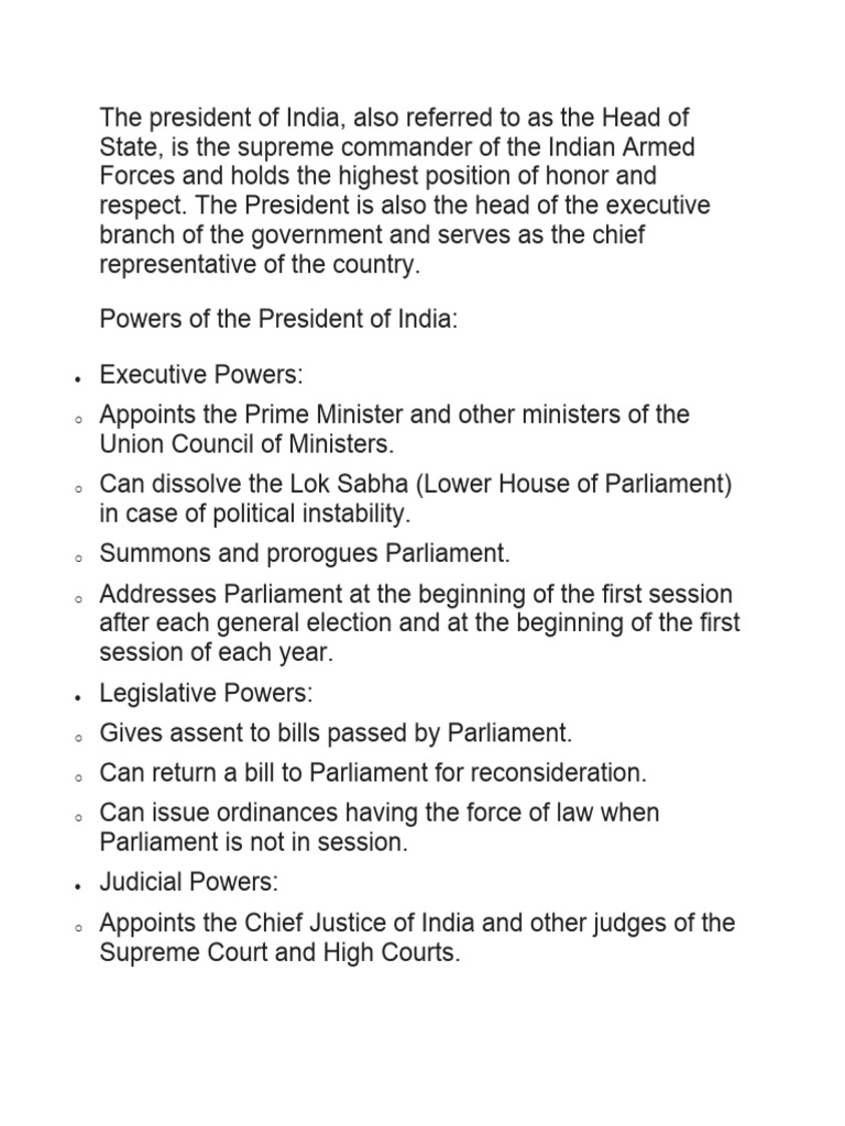Powers and Role of the Indian President | PDF | Politics | Social Science