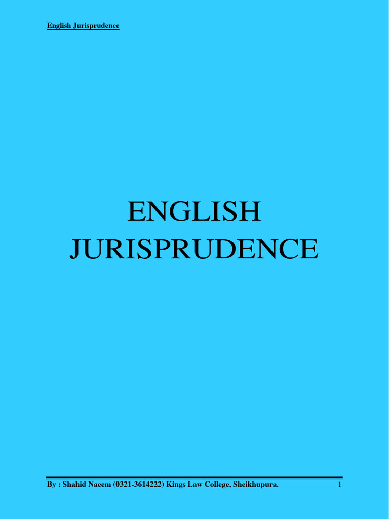 English Jurisprudence NOTES Final PDF Jurisprudence Justice