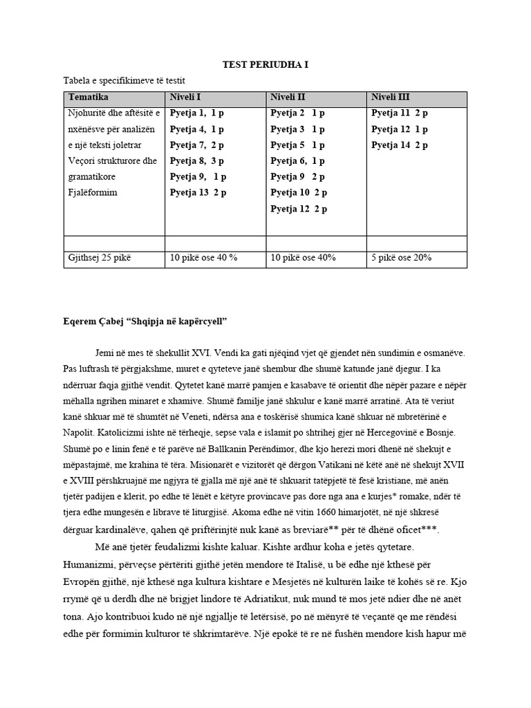 Gjuha Shqipe 12 - Teste Me Bluprint 2023-2024 | PDF