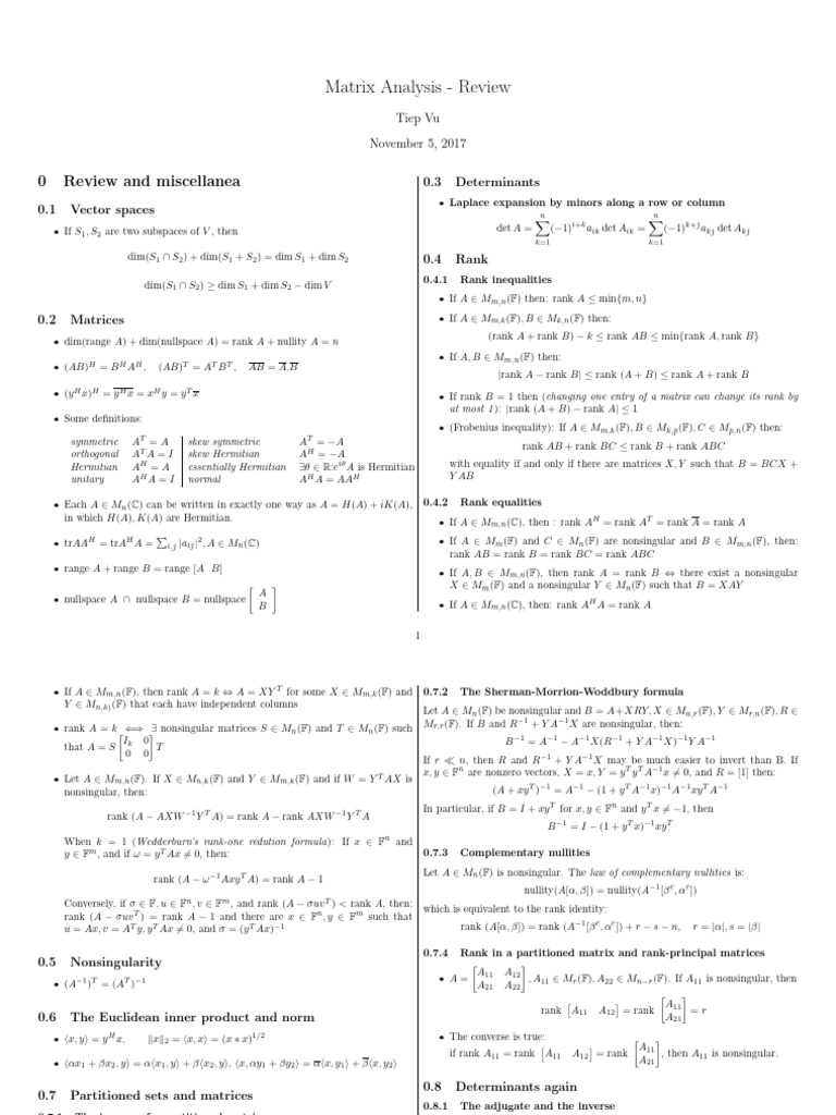 MatrixAnalysis Review | PDF | Matrix (Mathematics) | Mathematical Physics
