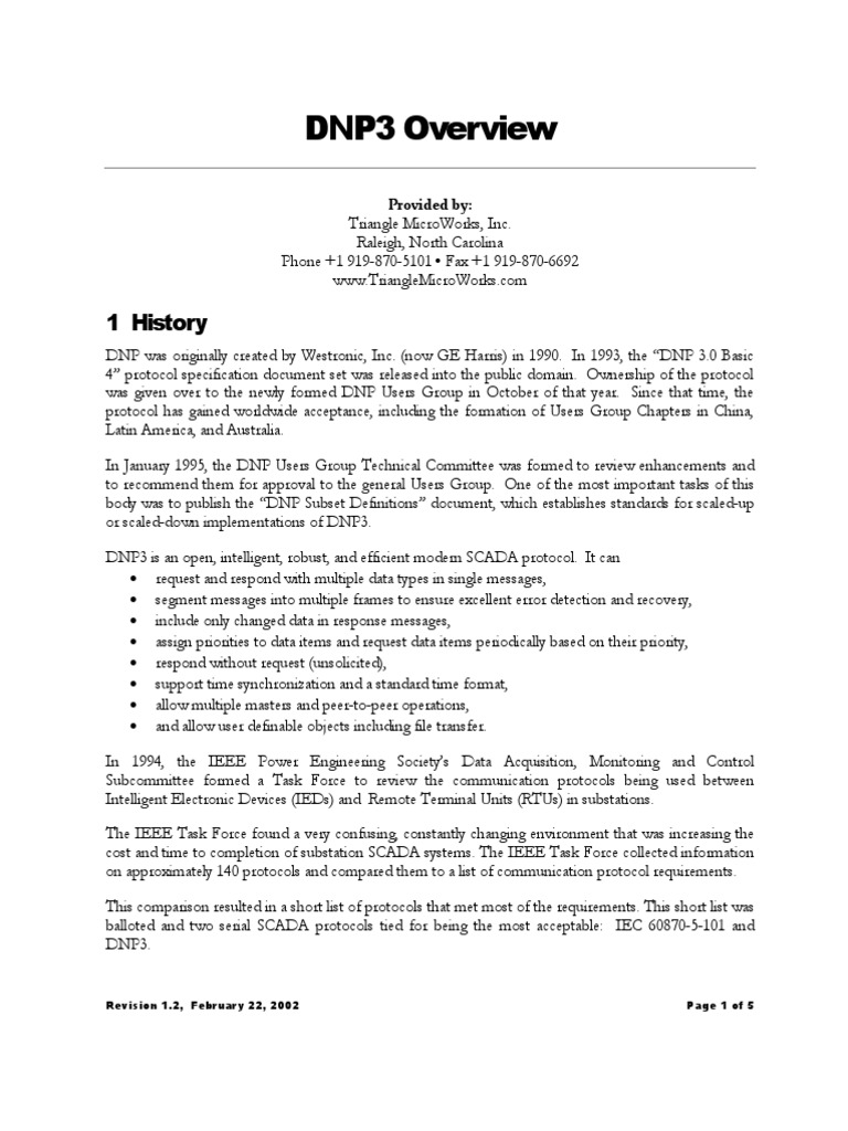 DNP3 Overview | PDF | Transmission Control Protocol | Communications ...