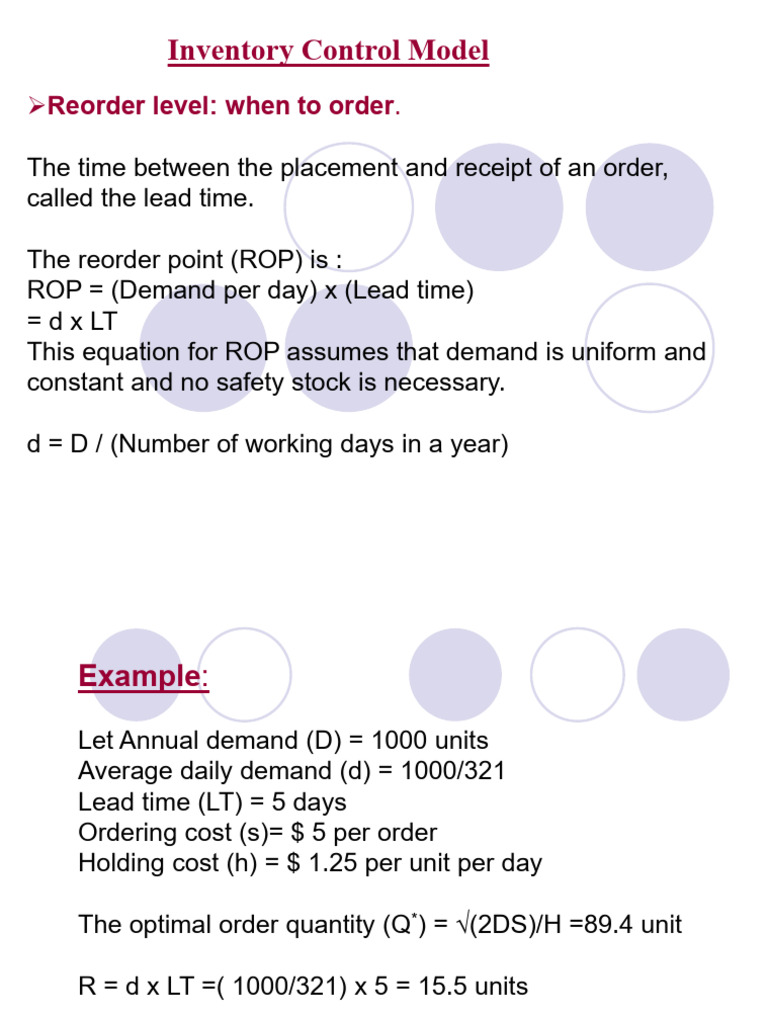 Inventory Control and Reorder Levels Guide | PDF | Teaching Methods ...
