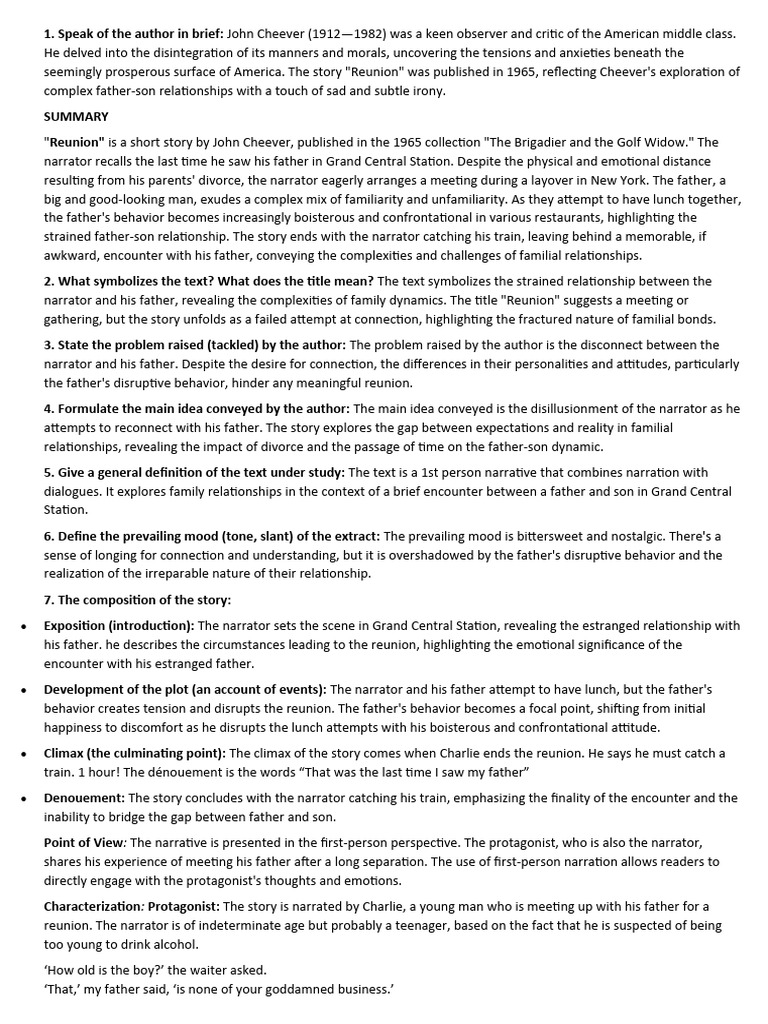 Interpretation reunion pdf narration plot narrative 