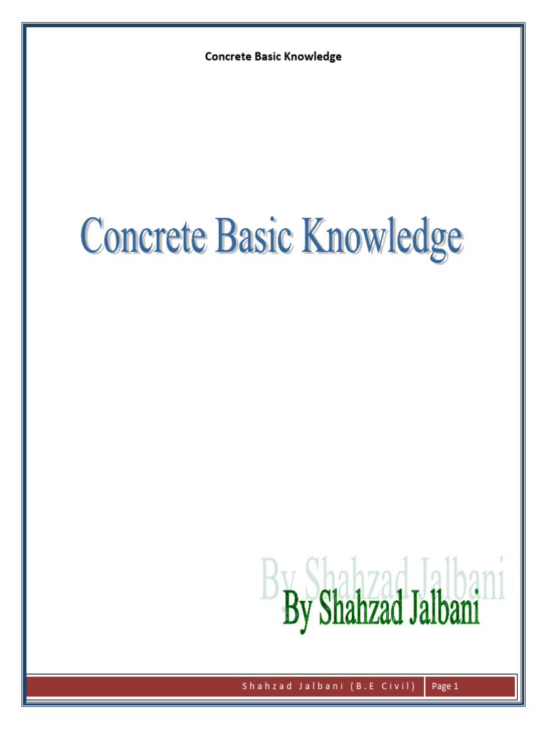 Concrete Basic Knowledge1 PDF Concrete Cement