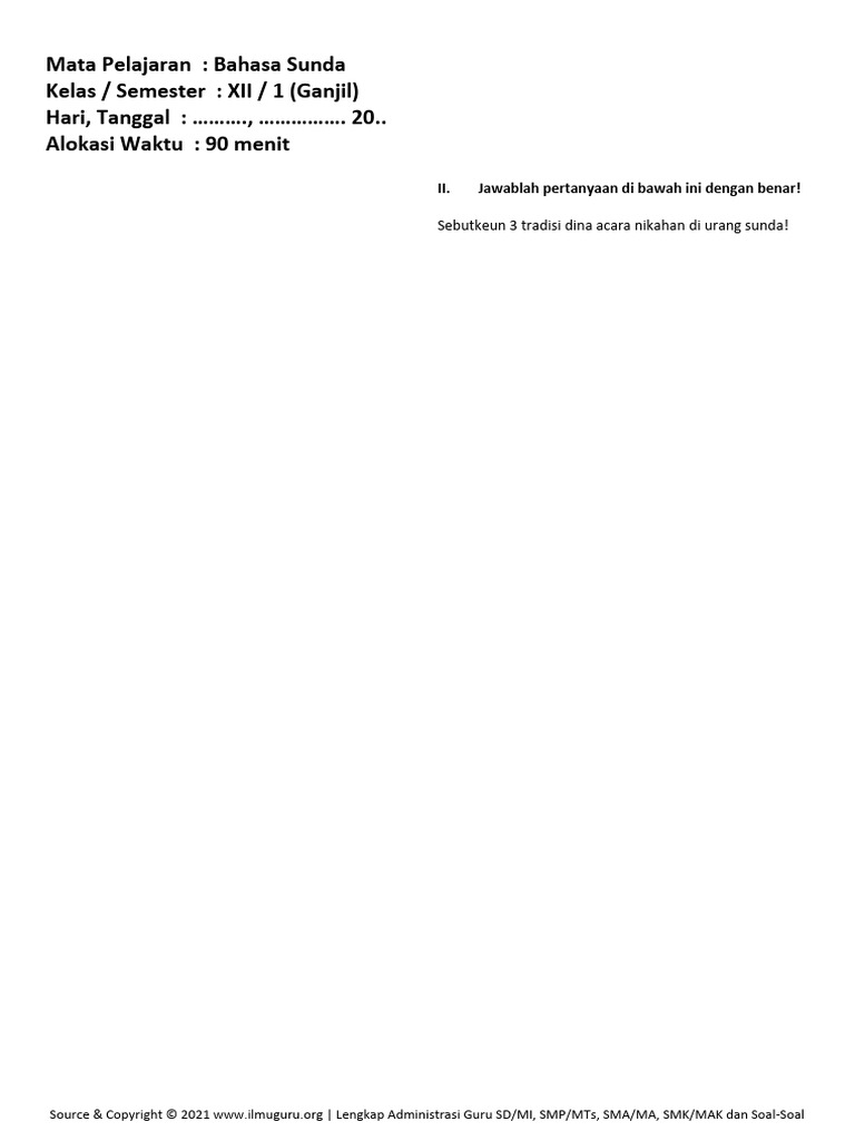 Soal Pts Bahasa Sunda Kelas Xii Semester 1 Pdf