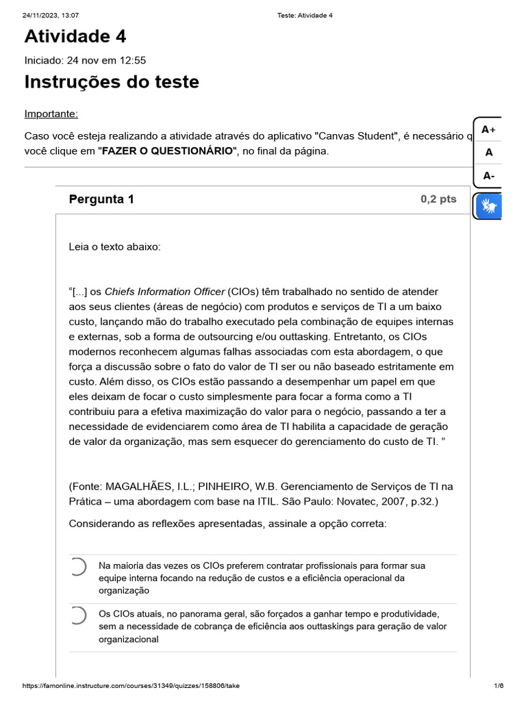 Teste atividade 4 tecnologias para internet pdf
