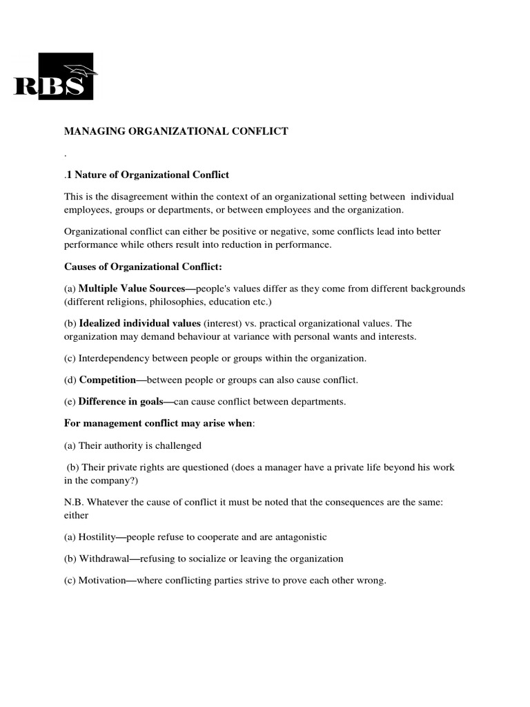 Managing Organizational Conflict Download Free Pdf Goal Motivation
