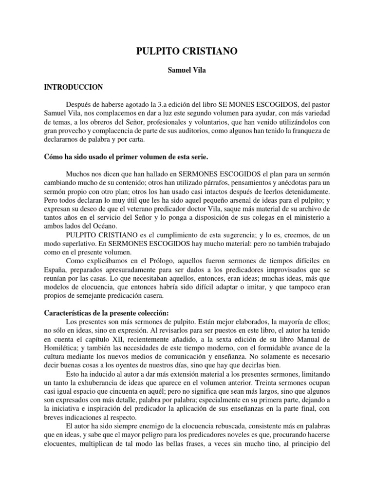 Samuel Vila - PULPITO CRISTIANO | PDF | Sermón | Jesús