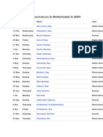 Calendar With All Celebrations For 2024 NETHERLAND